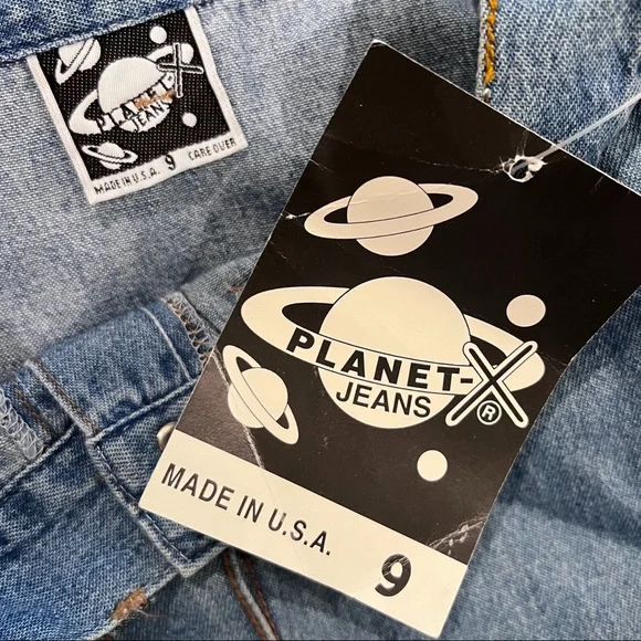 Vintage Planet-X Jeans Denim Button Front MIDI Skirt - Picture 5 of 7